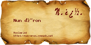 Nun Áron névjegykártya